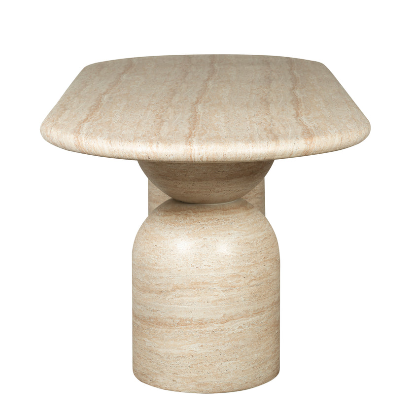 CDT12287-CO 2.2m Oval Dining Table - Light Travertine Look
