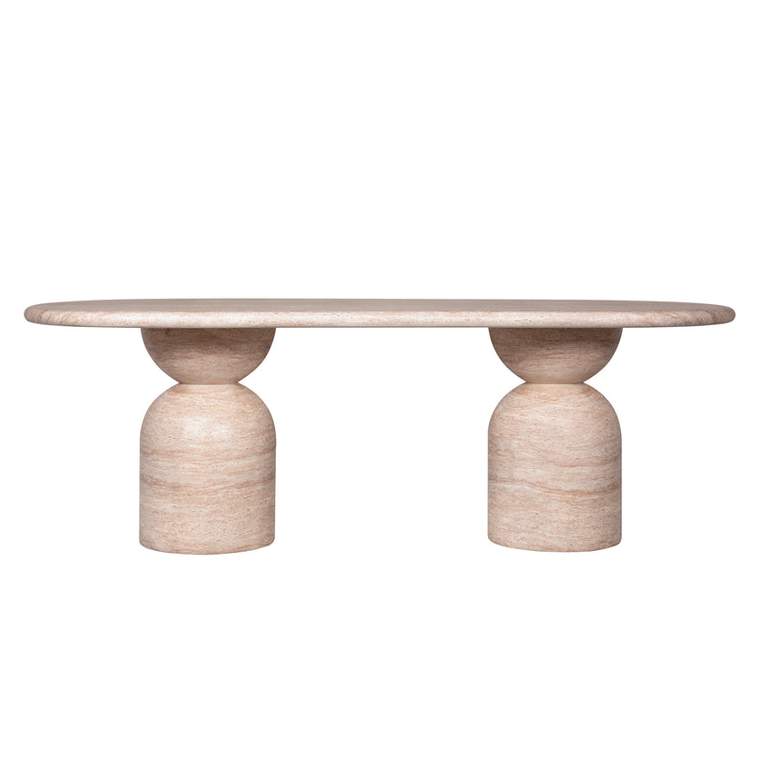 CDT12287-CO 2.2m Oval Dining Table - Light Travertine Look