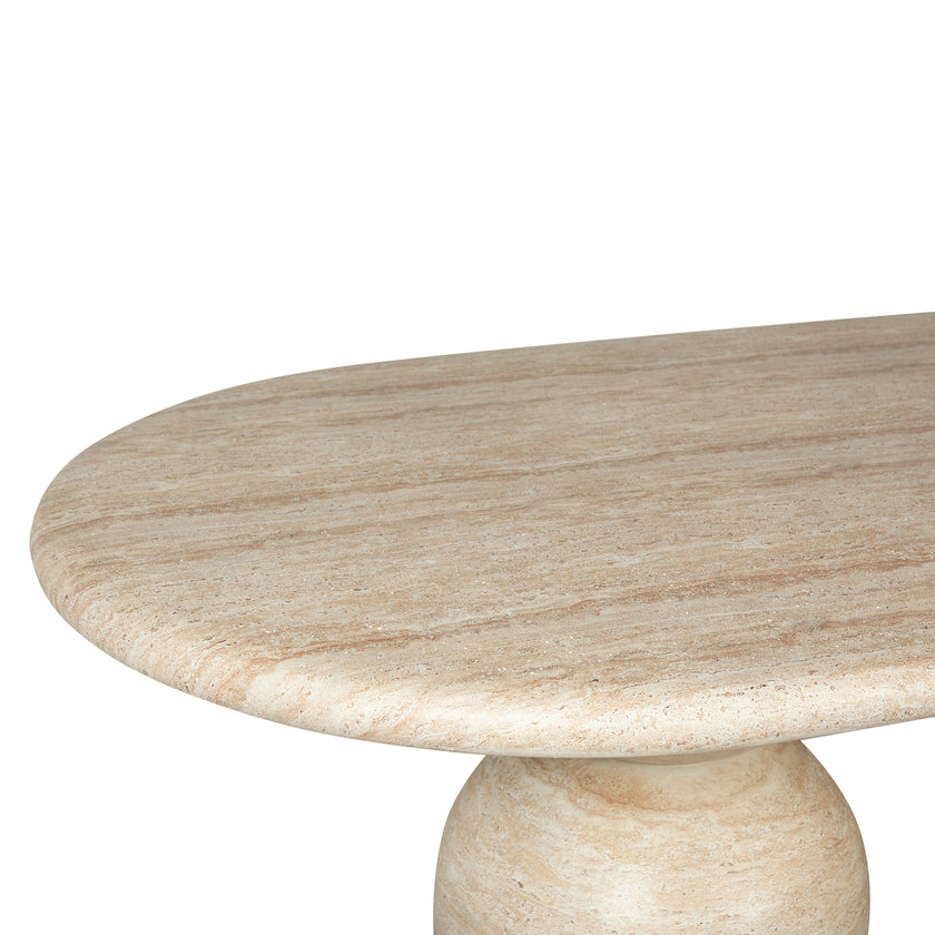 CDT12287-CO 2.2m Oval Dining Table - Light Travertine Look