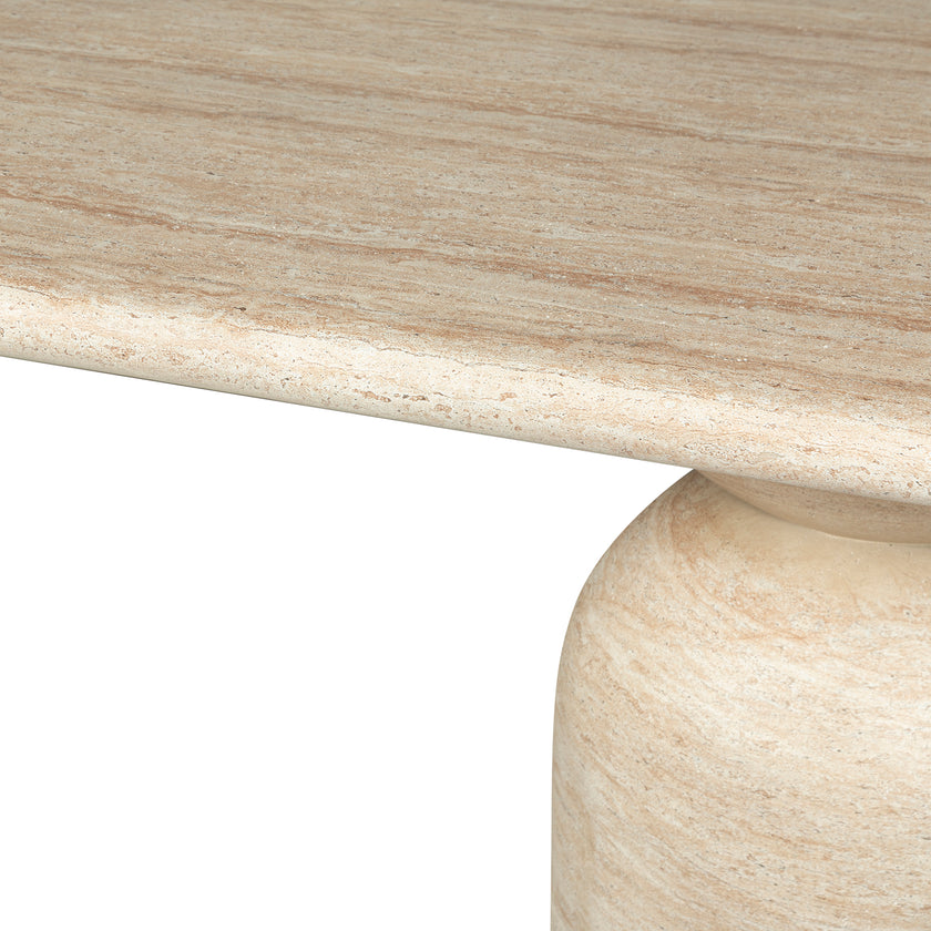 CDT12287-CO 2.2m Oval Dining Table - Light Travertine Look