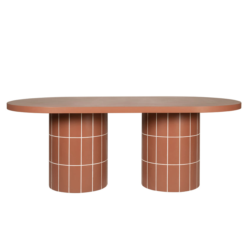 CDT12299-CO 2m Concrete Oval Dining Table- - Terracotta