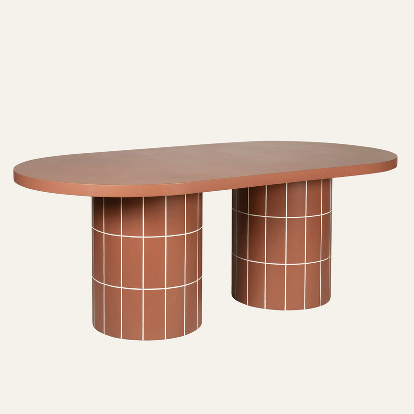 CDT12299-CO 2m Concrete Oval Dining Table- - Terracotta