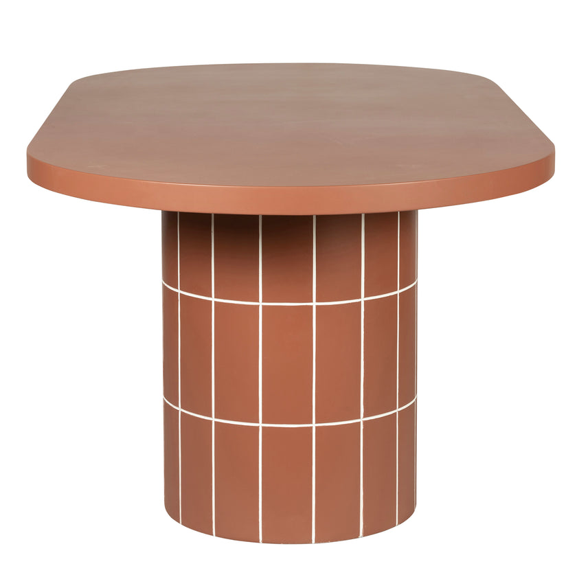 CDT12299-CO 2m Concrete Oval Dining Table- - Terracotta