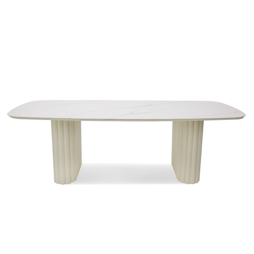 CDT12600-KT 2.4m Stone Top Outdoor Dining Table - Snow White