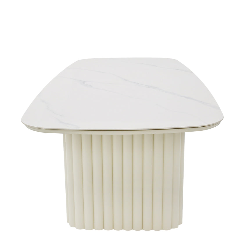CDT12600-KT 2.4m Stone Top Outdoor Dining Table - Snow White