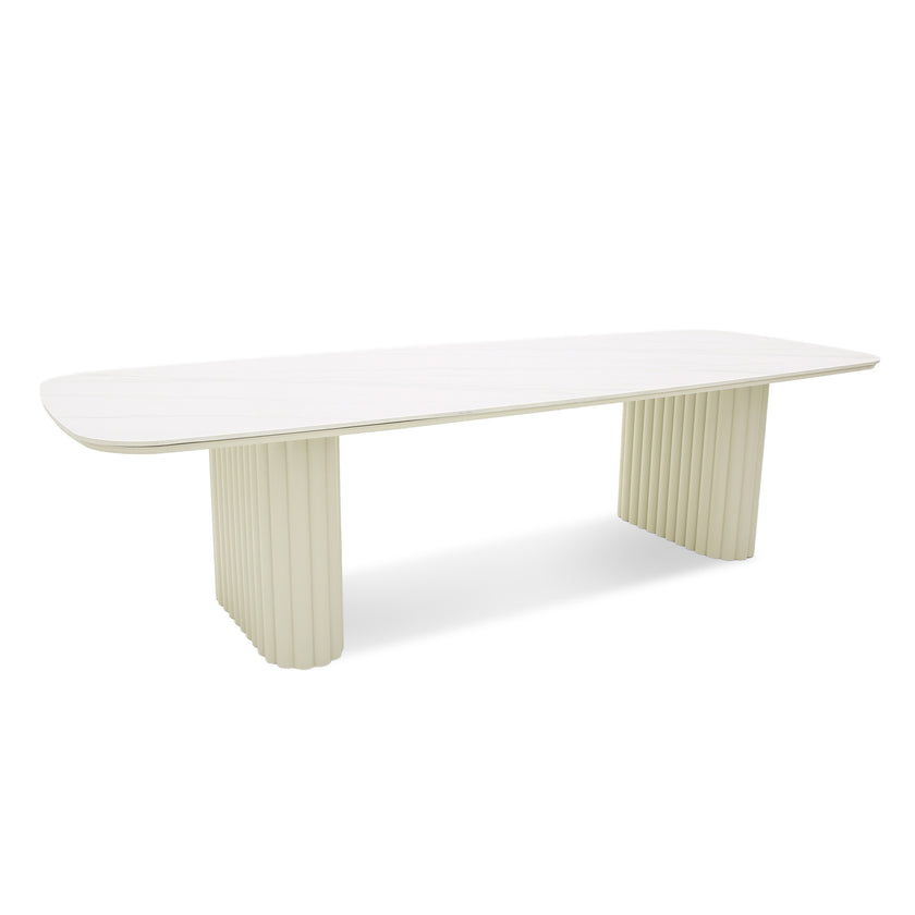 CDT12604-KT 3m Stone Top Outdoor Dining Table - Snow White