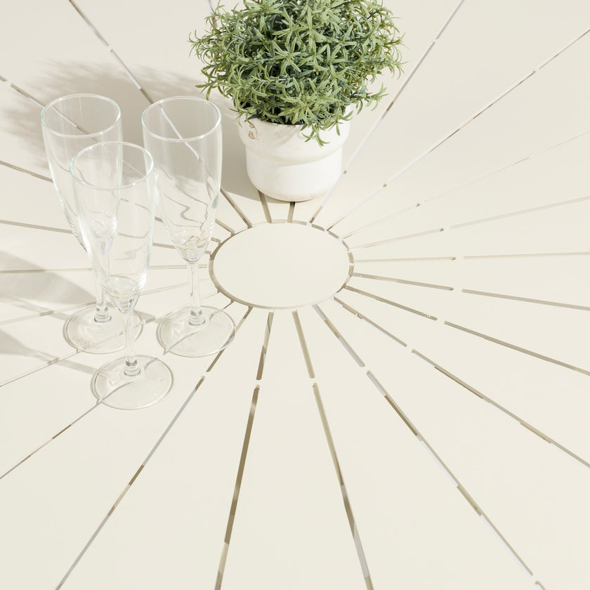 CDT12613-KT 1.2m Outdoor Round Dining Table - Cream White