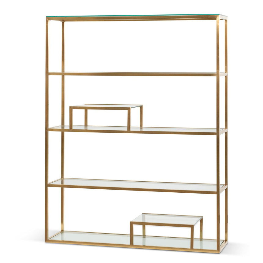 Ex Display - CDT6568-BS 1.4m Glass Shelving Unit - Brushed Gold Frame