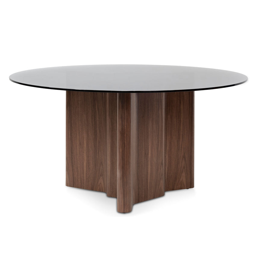 CDT6922-BB 1.5m Round Glass Dining Table - Walnut