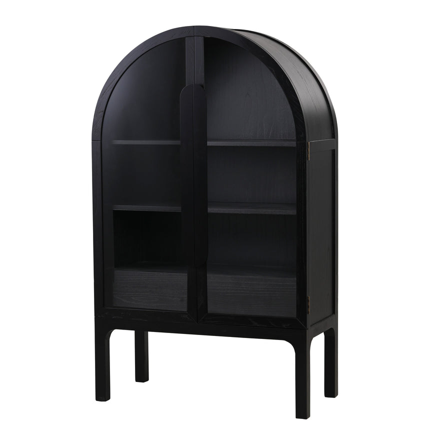 CDT6908-KD Black Bar Cabinet - Flute Glass Doors