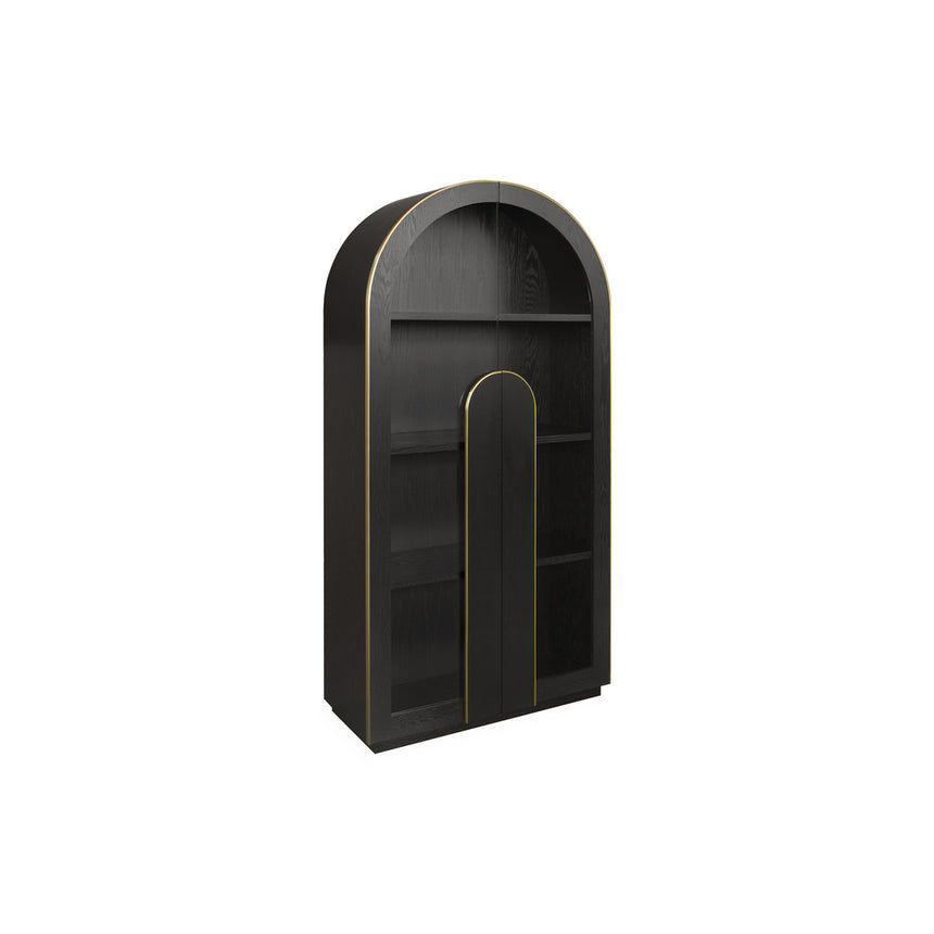 CDT6394-KS 1.8m(H) Black Glass Shelving Unit - Black Frame