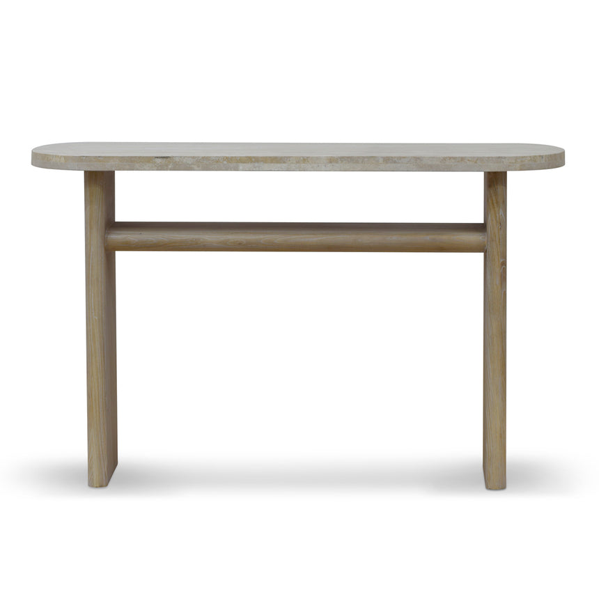 CDT8667-NI Travertine Marble 1.22m Console Table - White Wash