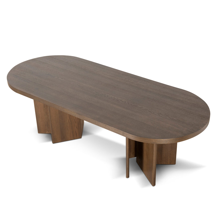 CDT8696 VA 2.4m Pill Shape Dining Table Caramel Oak