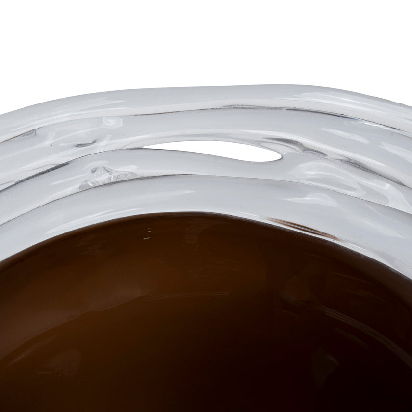 CAC12340-FC Stacked Wave Brown Bottom Bowl