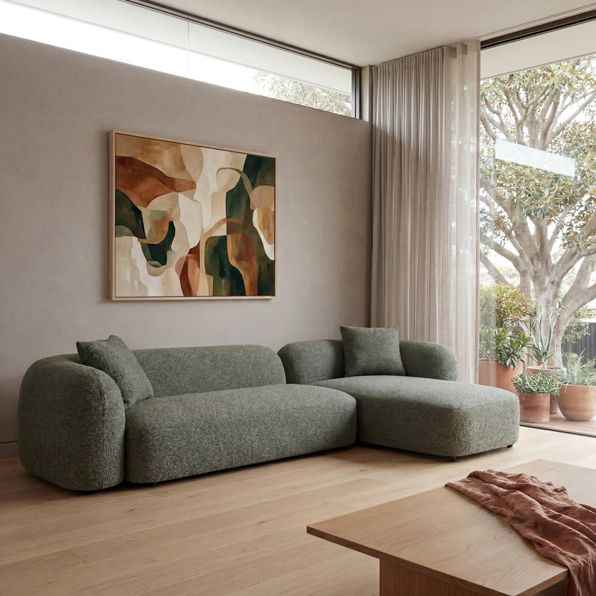 CLC10387-AE 3 Seater Right Chaise Sofa - Amazon Green