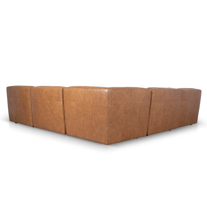 CLC10479-KSO Modular Leather Corner Sofa - Amber Brown