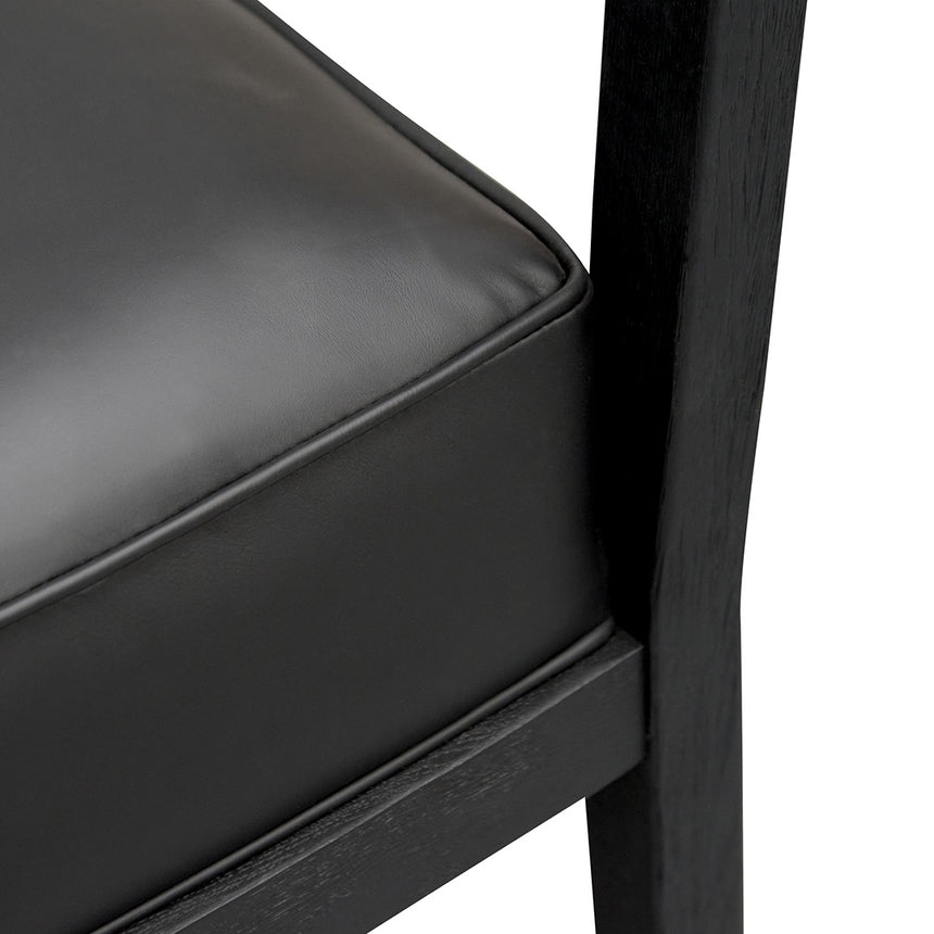 CLC6074-CH Black Wooden Armchair - Black PU leather Seat