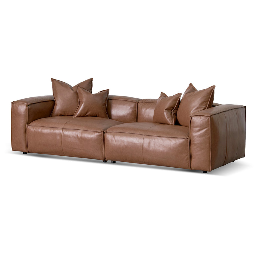 CLC8317-KSO 4 Seater Sofa with Cushion and Pillow - Caramel Brown