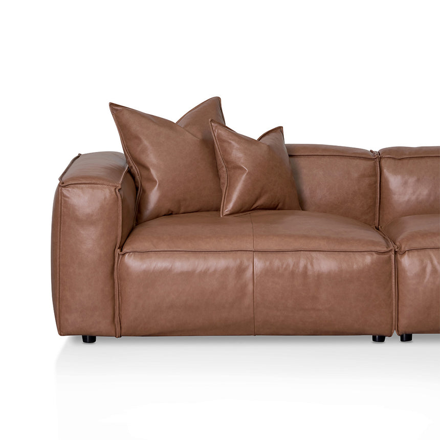 CLC8317-KSO 4 Seater Sofa with Cushion and Pillow - Caramel Brown