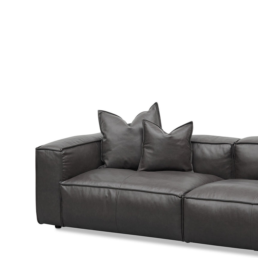 CLC8318-KSO 4 Seater Sofa with Cushion and Pillow - Shadow Grey Leather