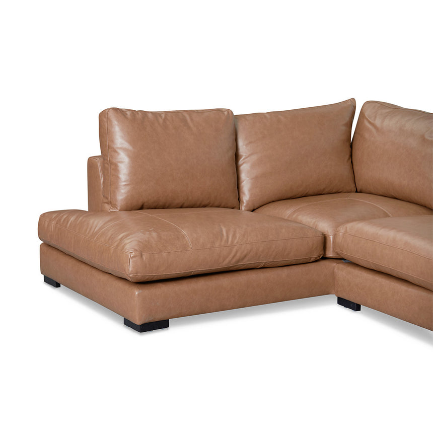 CLC8320-KSO 4 Seater Left Chaise Leather Sofa - Caramel Brown