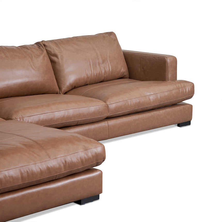 CLC8320-KSO 4 Seater Left Chaise Leather Sofa - Caramel Brown