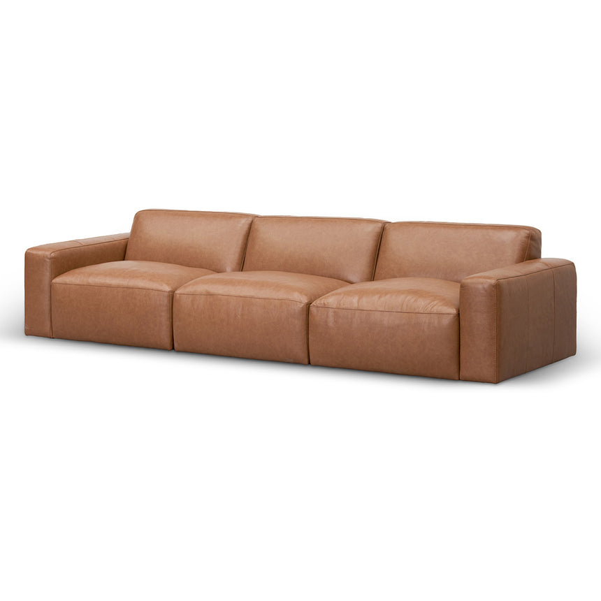 LC8592-KSO 4 Seater Left Chaise Leather Sofa - Caramel Brown