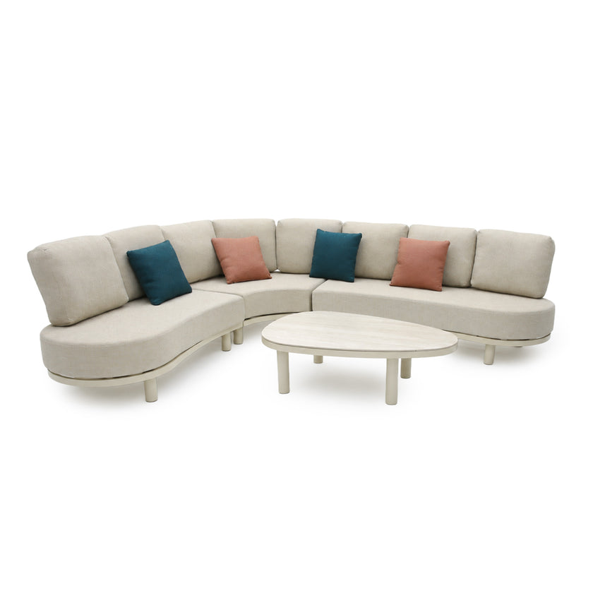 CLS14092-KT 6 Seater Outdoor Corner Set - Cream White