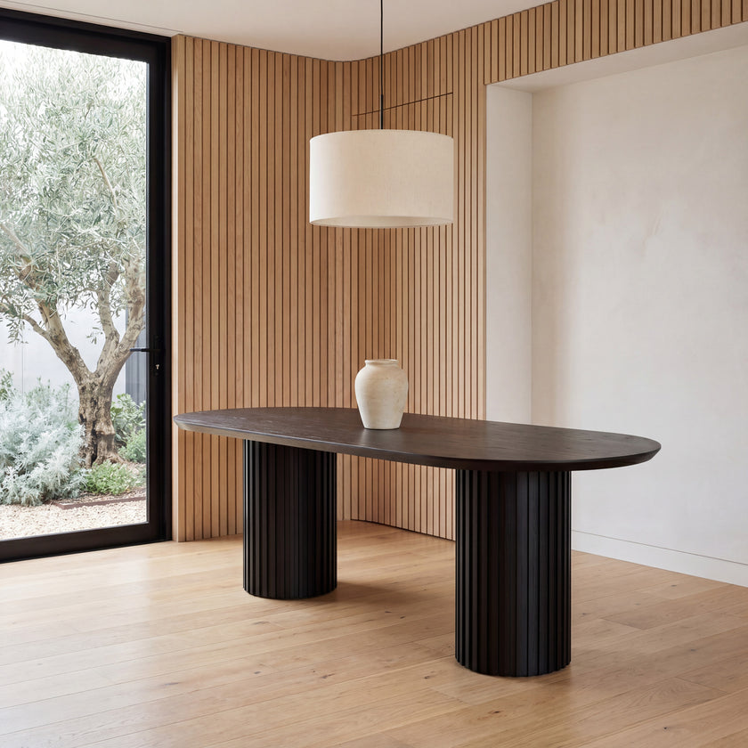 CDT6133-CN  2.2m Wooden Dining Table - Black Oak
