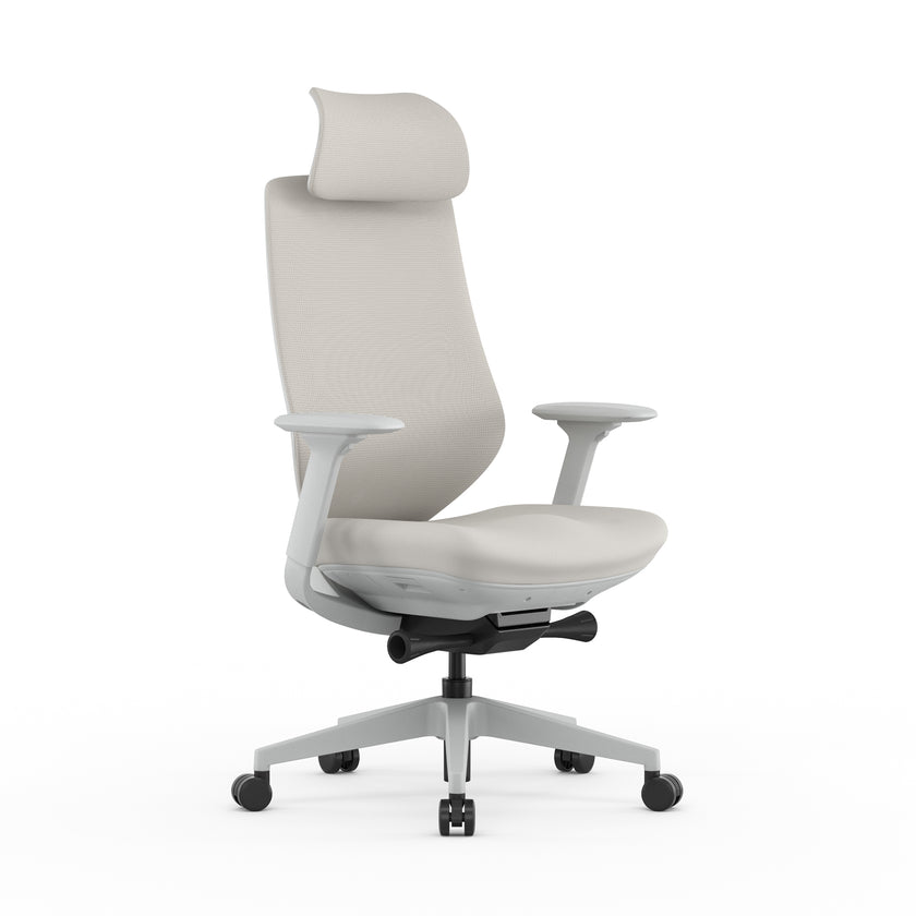 COC12626-AV Mesh Office Chair - Light Grey with Headrest