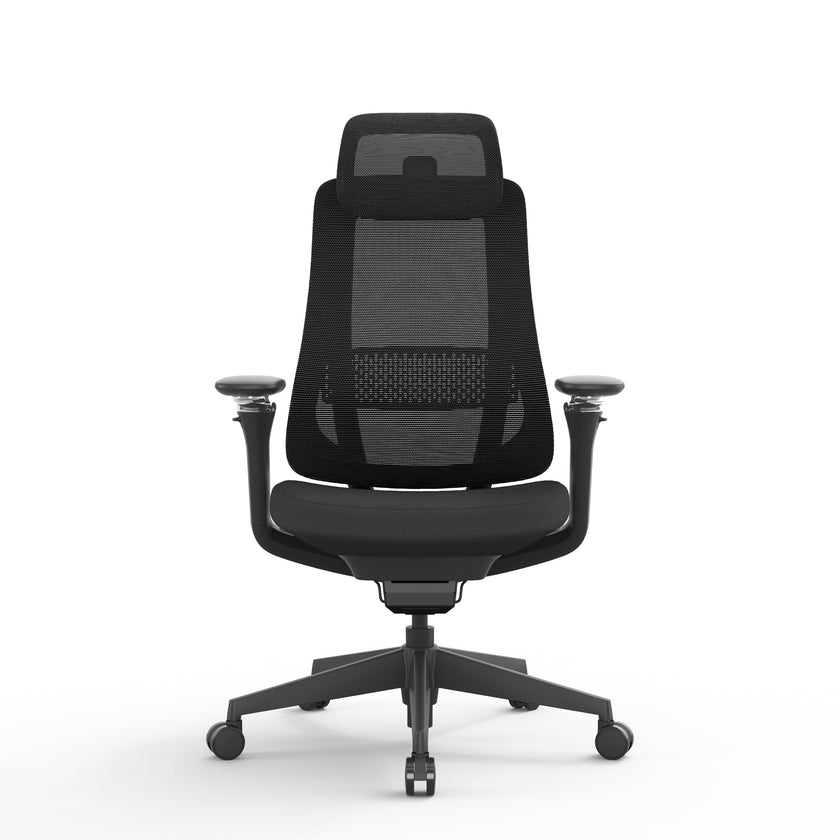 COC12631-AV Mesh Office Chair - Full Black with Headrest