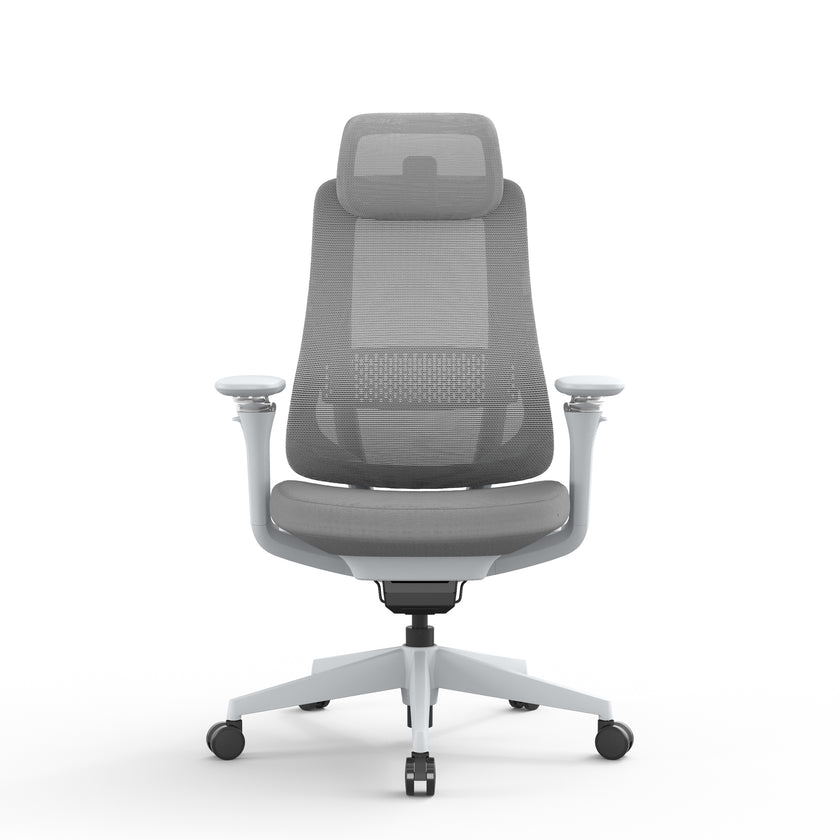 COC12632-AV Mesh Office Chair - Light Grey with Headrest