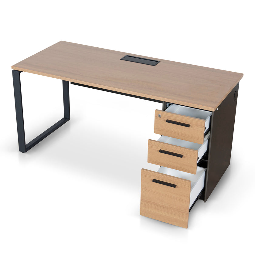 COT10692-SN 1.6m Single Seater Natural Office Desk - Black Legs