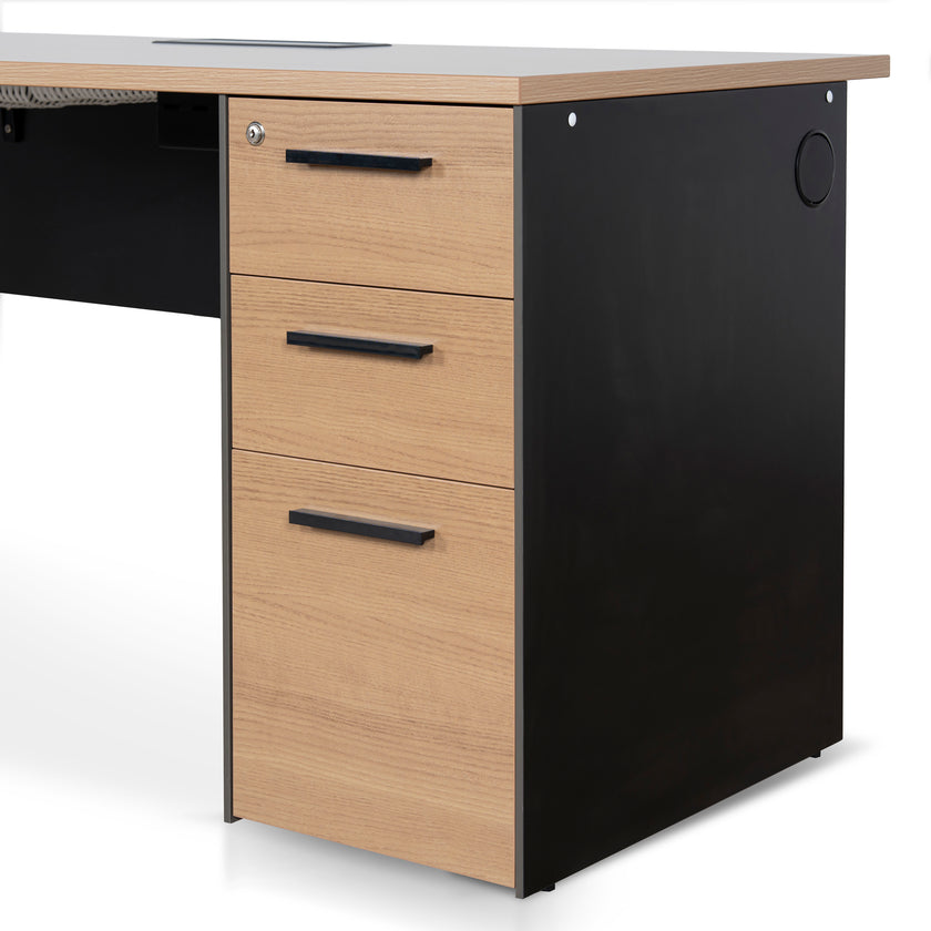 COT10692-SN 1.6m Single Seater Natural Office Desk - Black Legs