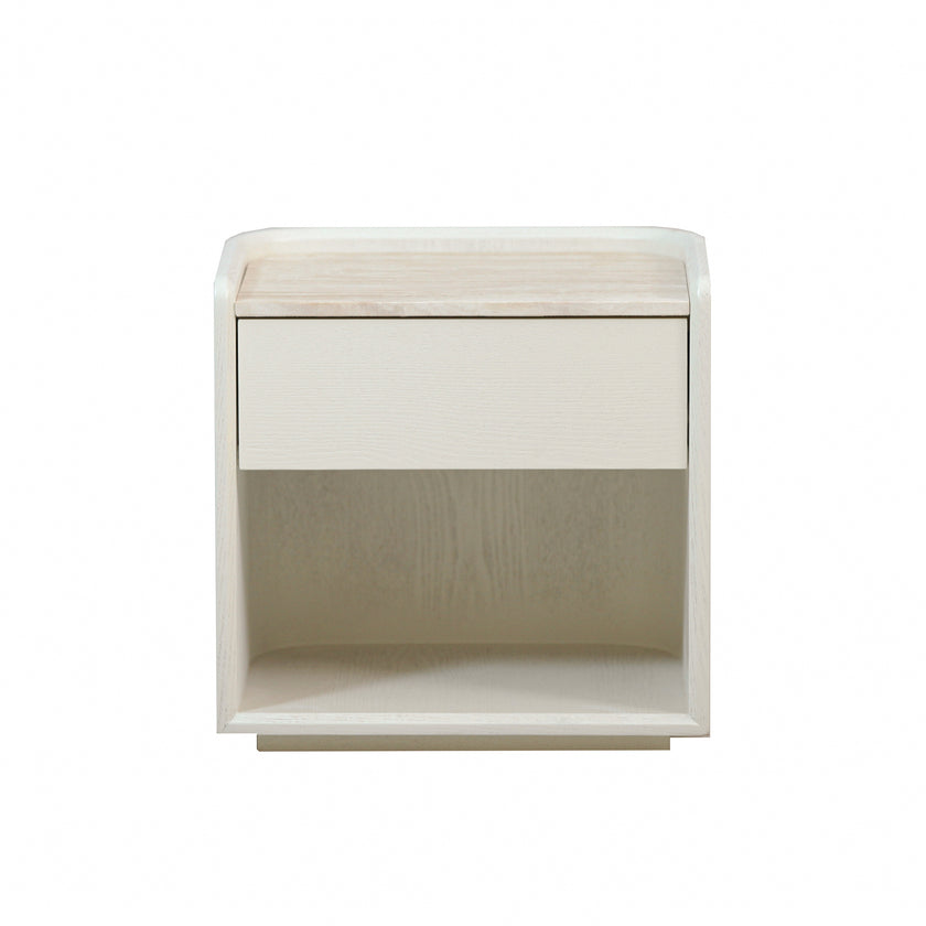 CST10179-DW 50cm Travertine Bedside Table - Ivory Oat