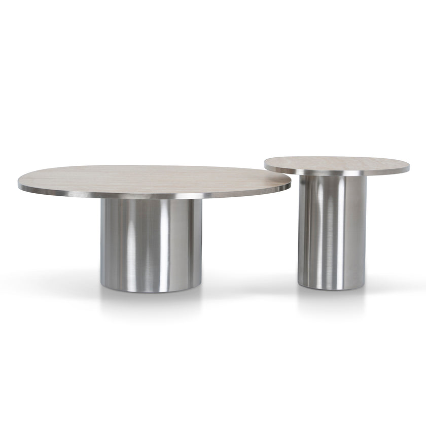 CST10316-NY Nested Porcelain Coffee Table Table - Stainless Steel