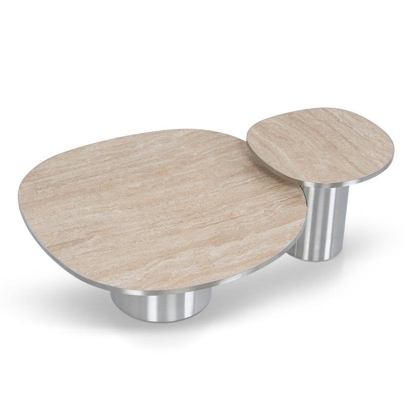 CST10316-NY Nested Porcelain Coffee Table Table - Stainless Steel