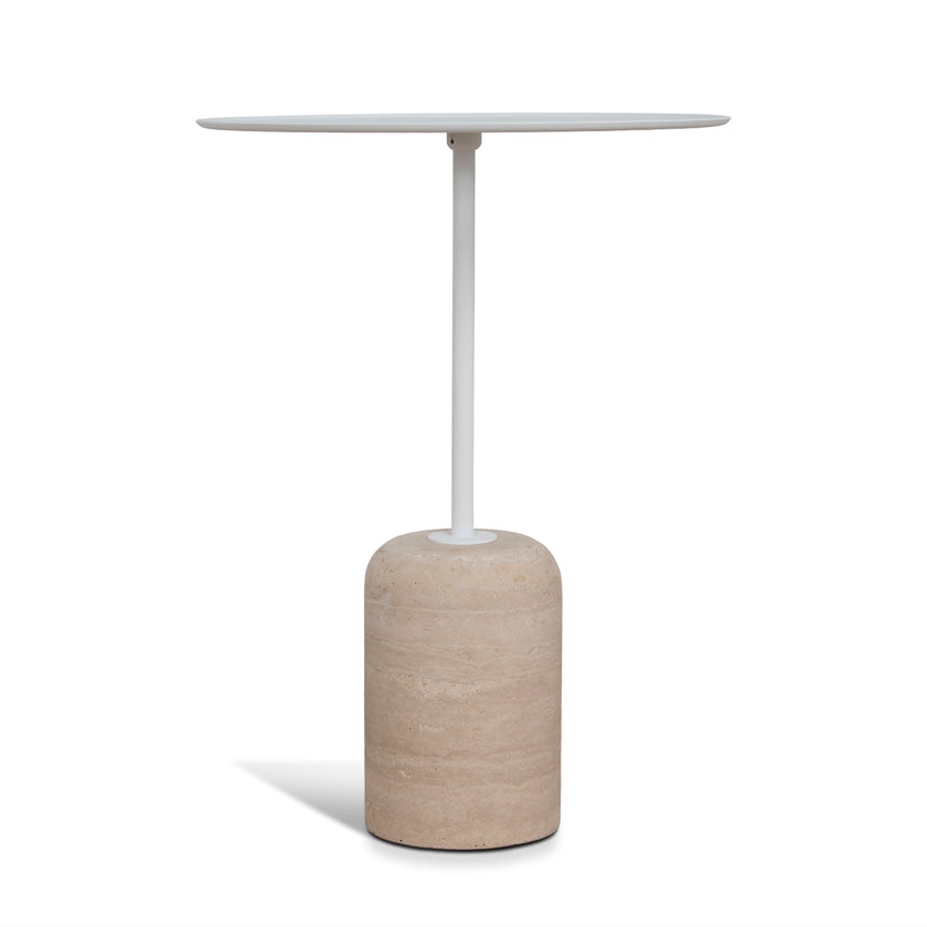 CST10319-NY 45cm Matte White Side Table - Travertine