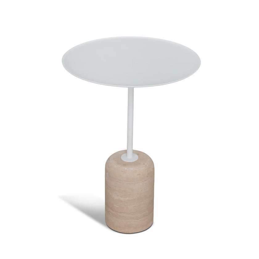 CST10319-NY 45cm Matte White Side Table - Travertine