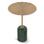 CST10320-NY 45cm Brushed Gold Side Table - Green Crystal