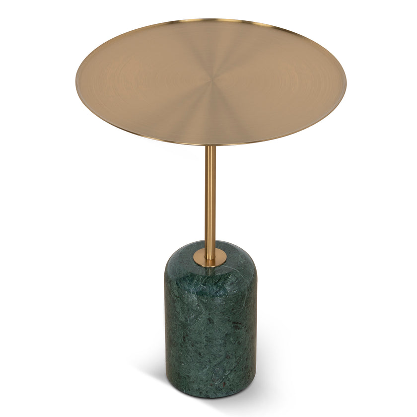 CST10320-NY 45cm Brushed Gold Side Table - Green Crystal