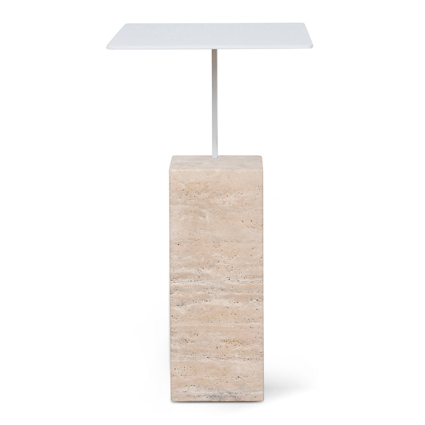 CST10322-NY 40cm Matte White Side Table - Natural
