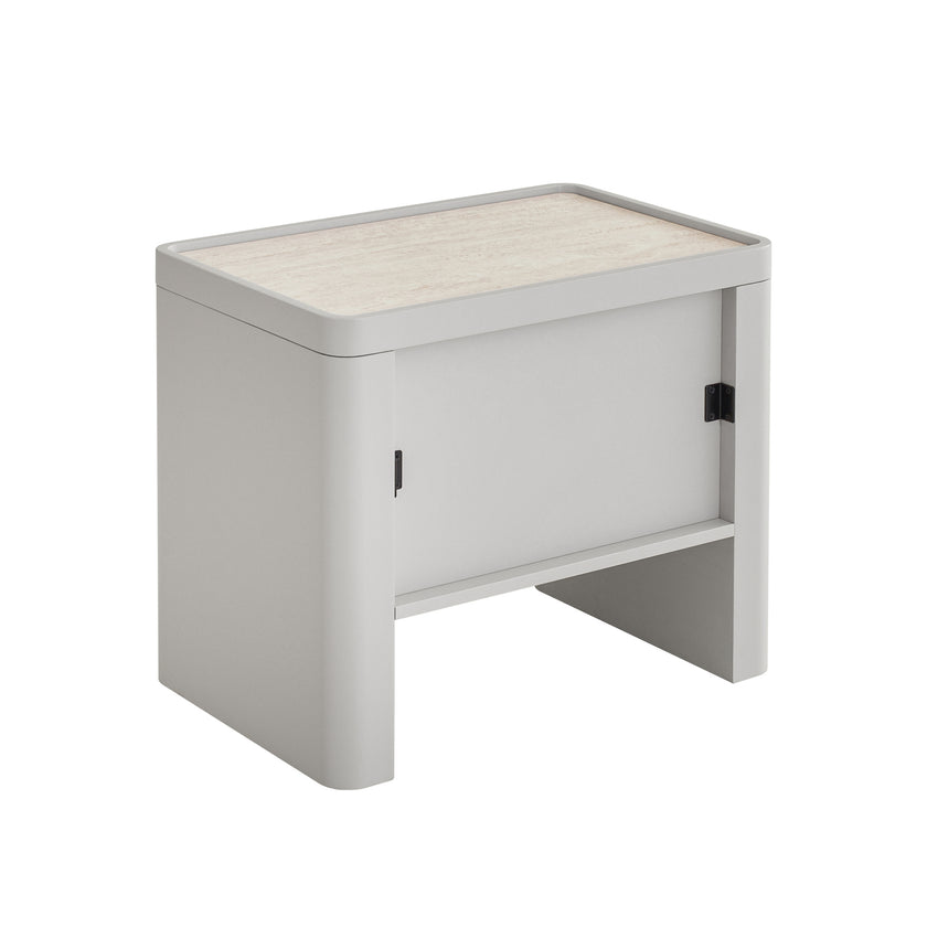 CST10539-IG Glass Top Bedside Table - Warm Grey