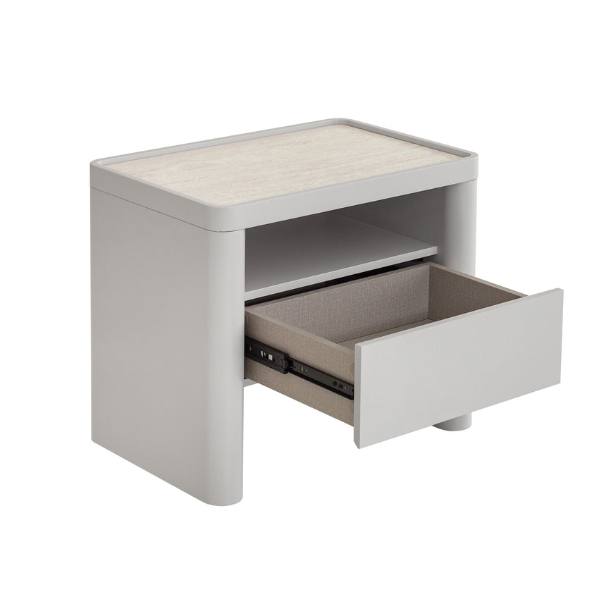 CST10539-IG Glass Top Bedside Table - Warm Grey