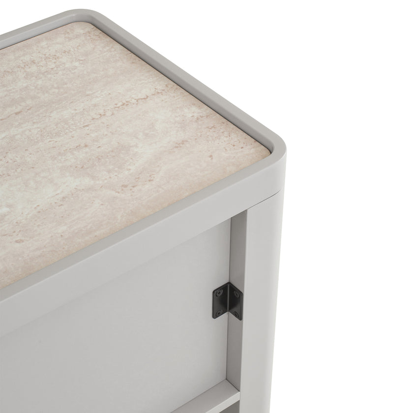 CST10539-IG Glass Top Bedside Table - Warm Grey