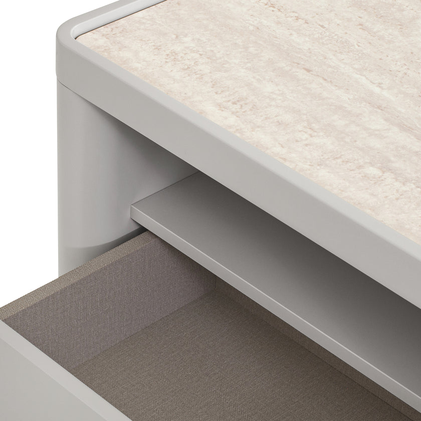 CST10539-IG Glass Top Bedside Table - Warm Grey