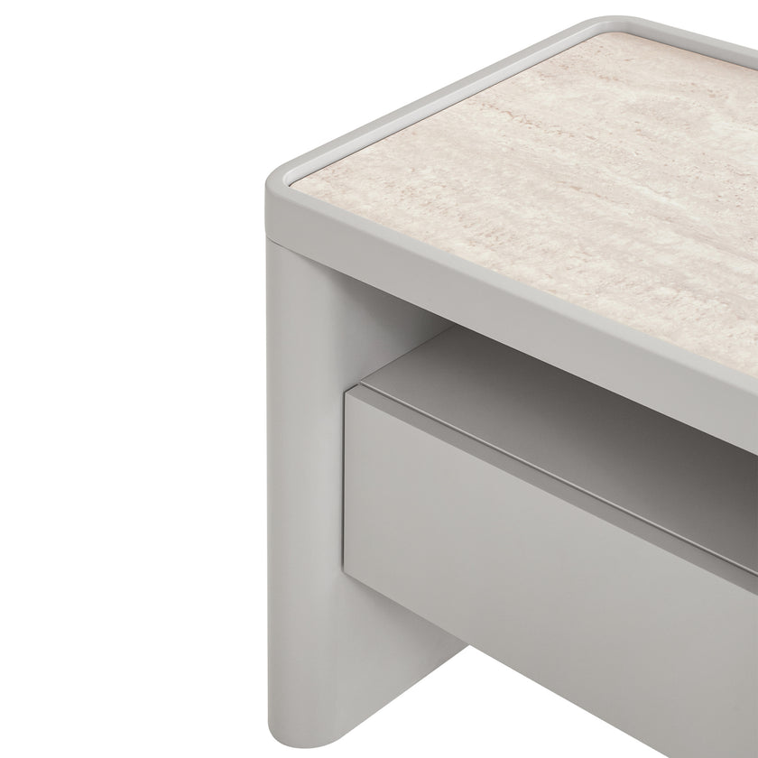 CST10539-IG Glass Top Bedside Table - Warm Grey