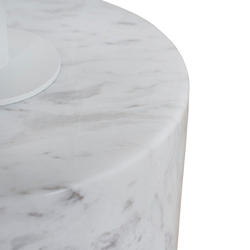 CST10979-NY 45cm Matte White Side Table - Carrara Marble