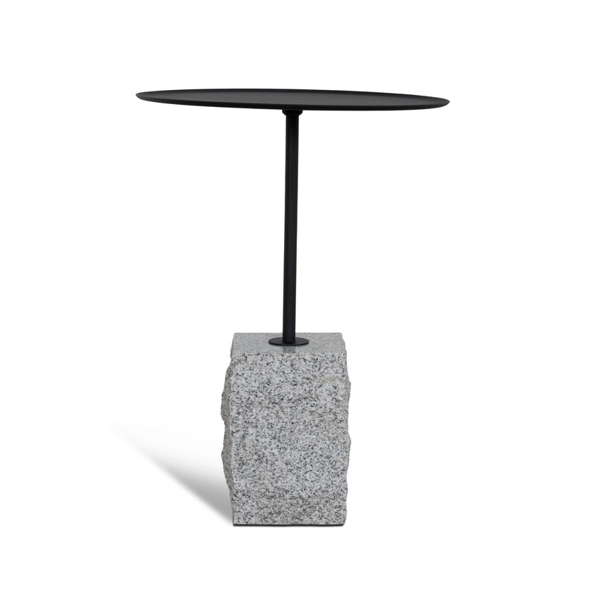 CST10980-NY 45cm Matte Black Side Table - Faceted Granite Marble