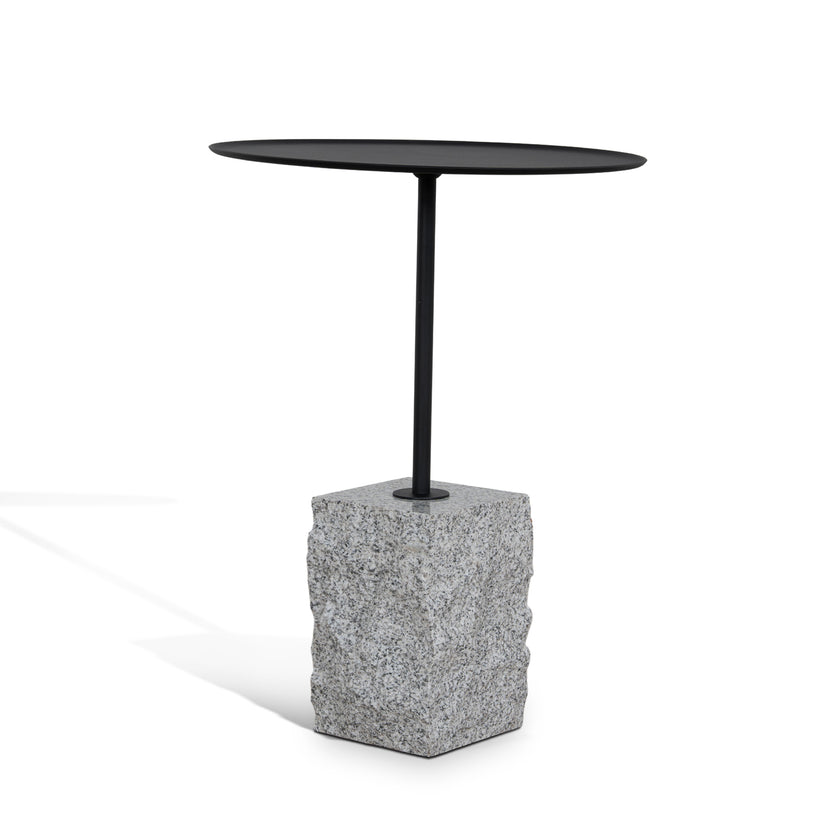 CST10980-NY 45cm Matte Black Side Table - Faceted Granite Marble